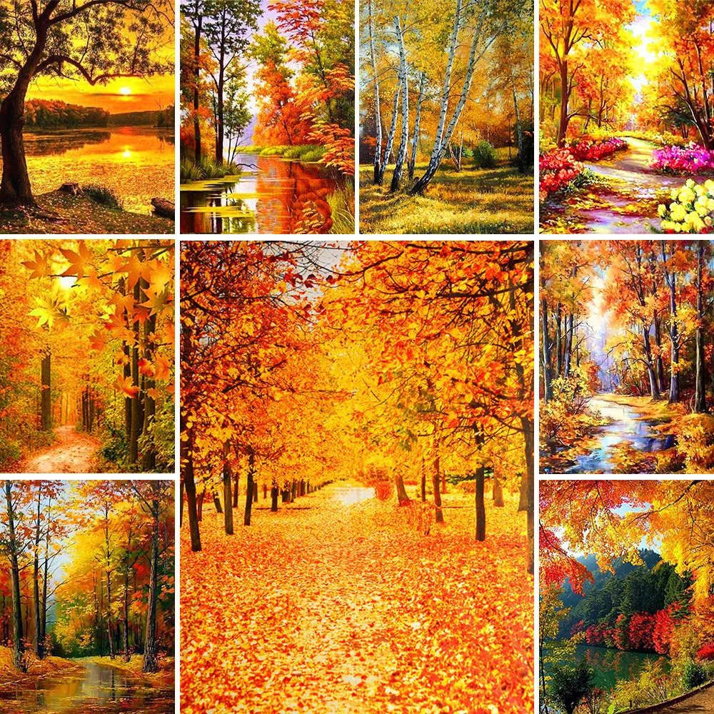 

Landscape Golden Autumn Cross-Stitch Embroidery Complete Kit Painting Hobby Needlework Handicraft Mulina Promotions Wholesale