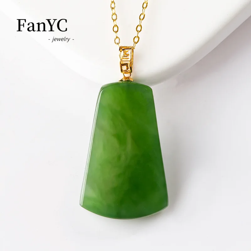 Натуральный ярко-зеленый Амулет из шпината подвеска с пряжкой 18-каратного золота