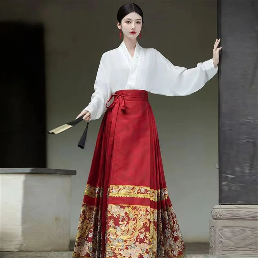 Женский костюм Hanfu в стиле ретро с юбкой лошадиное лицо
