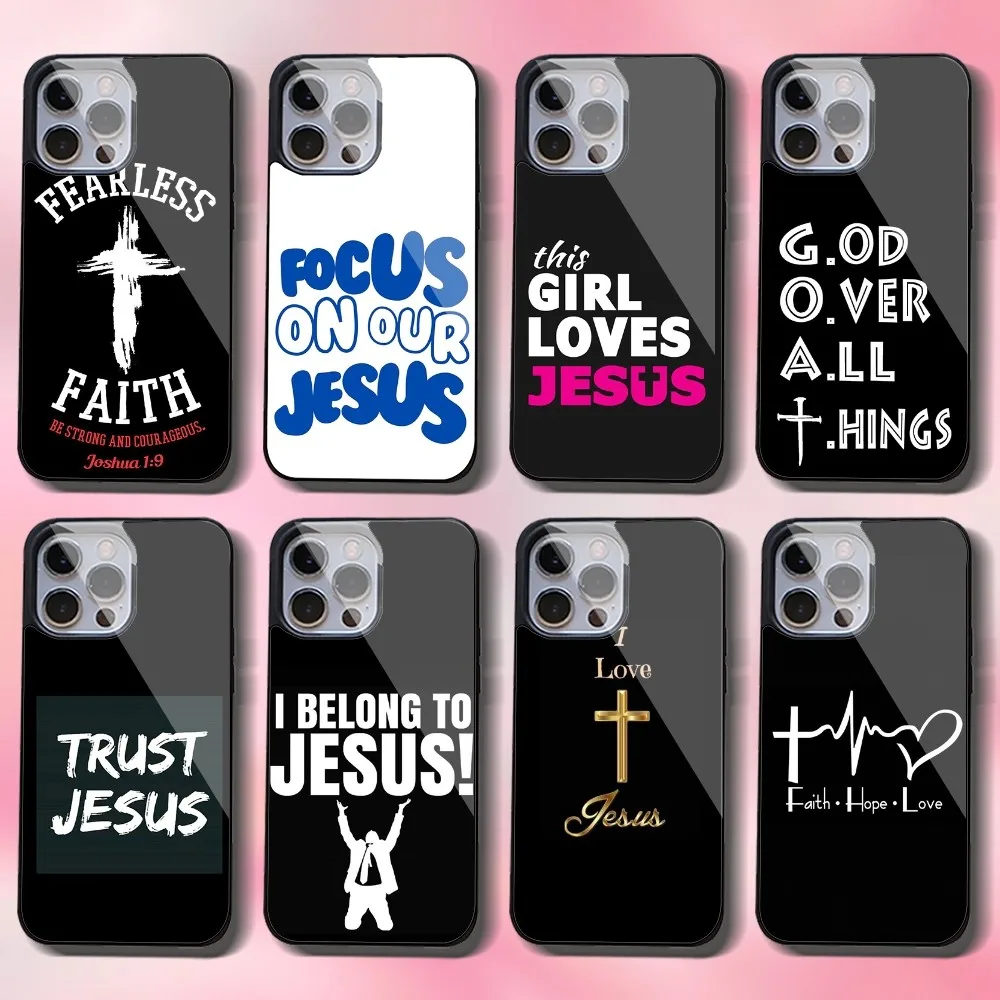 F-Faith Jesus Art Words Phone Case For IPhone 16 15 14 13 Pro Max 11 12 Mini Alex Mirror Magsafe Wireless Charging Cover