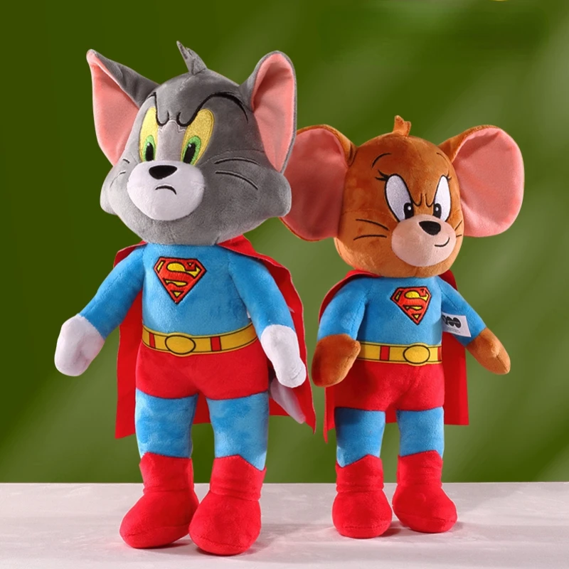 

Cartoon Movie Tom And Jerry Plush Toy Kawaii Super Man Tom Cat Jerry Mouse Anime Figures Stuffed Animals Doll Toys For Kids Gift