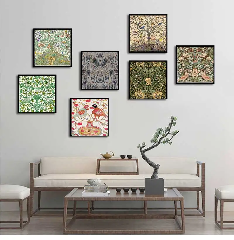 Древо жизни тропические птицы художественный принт на холсте винтажный постер