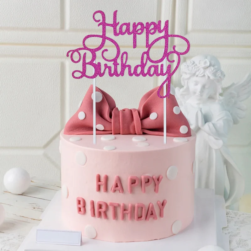 

5/10 Pcs / Bag Gold Silver Multicolor English Happy Birthday Cake Toppers Birthday Party Decorations Baking DIY Accessories