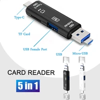 5 in 1 multi function card reader micro usb type c tf memory card readers for computer laptop phone universal portable adapter