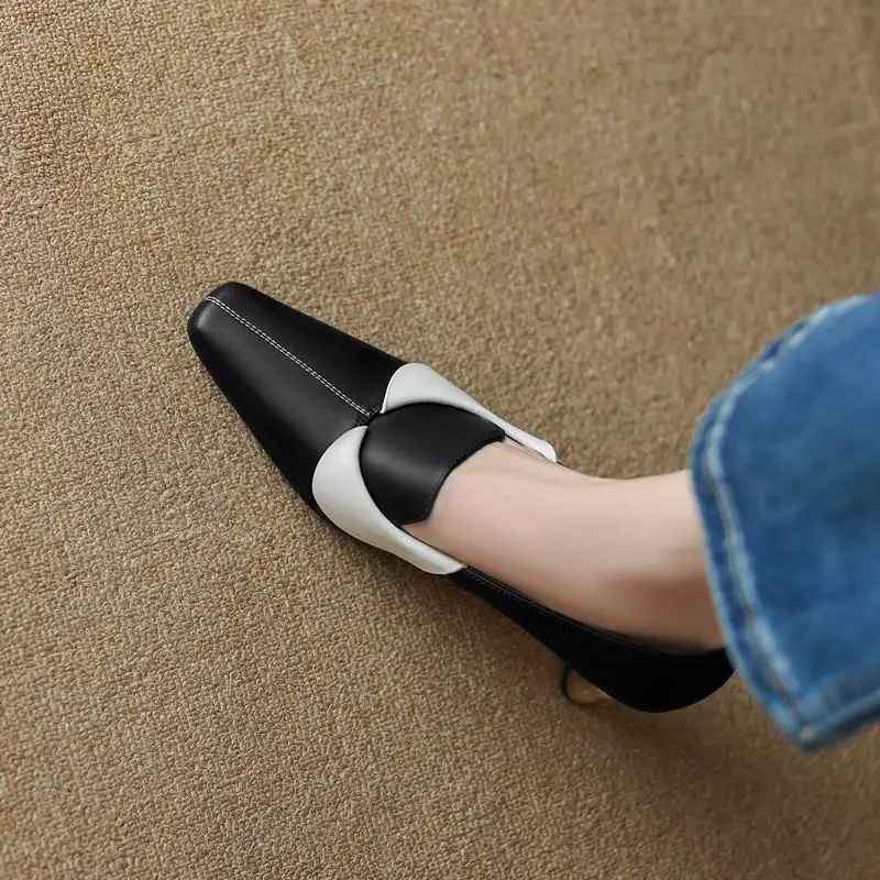 Gold Heel Natural Genuine Leather Women Heels Shoes Spring Summer Color Mosaic Fashion Leisure Party Wedding High Heel Shoes