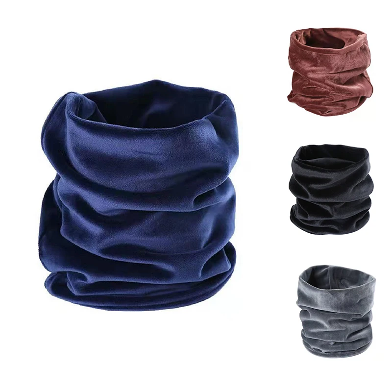 

Cashmere Plush Warm Winter Ring Scarf Women Men Knit Full Face Mask Snood Neck Scarves Warmer Thick Fleece-lined Muffler