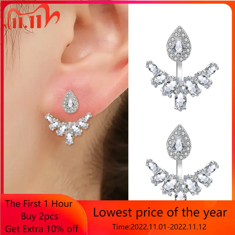 

UILZ New Arrival Earrings for Women Temperament White Zircon Crystal Unique Design Brand Piercing Earings Fashion Jewelry Bijoux