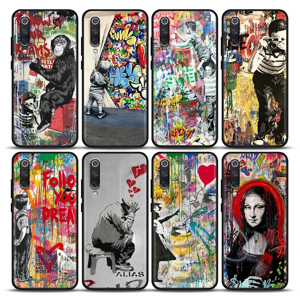 

Ретро граффити Бэнкси абстрактный чехол для Xiaomi Note 10 Lite Pro Чехол для Xiaomi Mi 10s 10t 10 9t 9se 9 8 CC9 Lite Pro Чехол