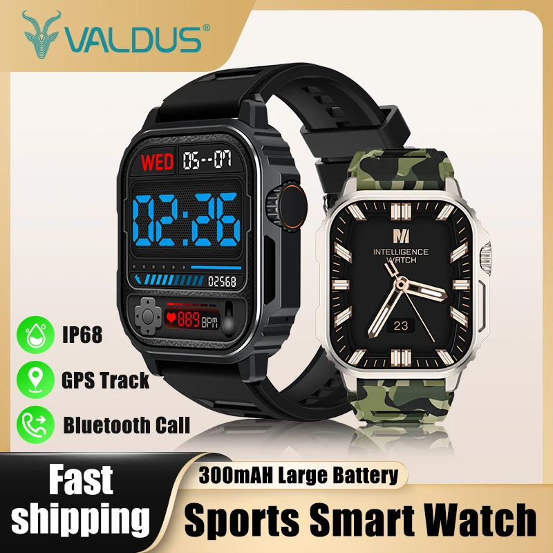 

GPS Compass Bluetooth Call Outdoor Sport Smart Watch For Men Women 1.96inch Heart Rate Blood Pressure Monitoring 300mAh Battery