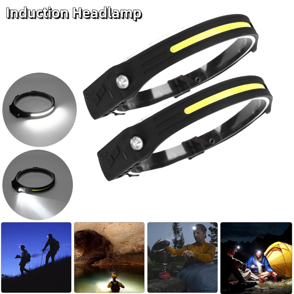 

Induction Headlamp COB LED Head Lamp Head Torch with Built-in Battery USB Rechargeable Flashlight 5 Modes Head Light Work Light