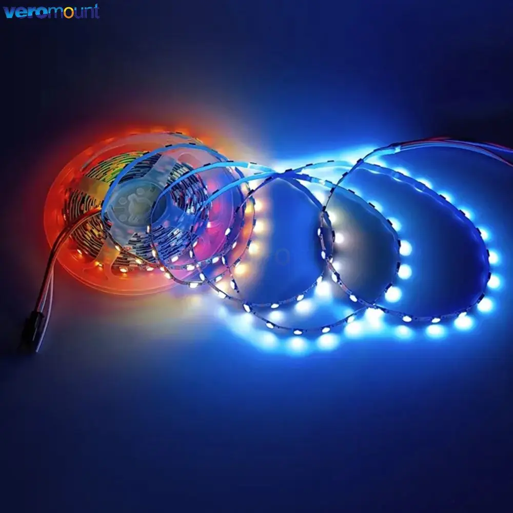 5 В WS2812B RGB Dream Color Pixel Светодиодная лента 60 светодиодов/м 144 светодиода/м 4 мм 7 Узкая