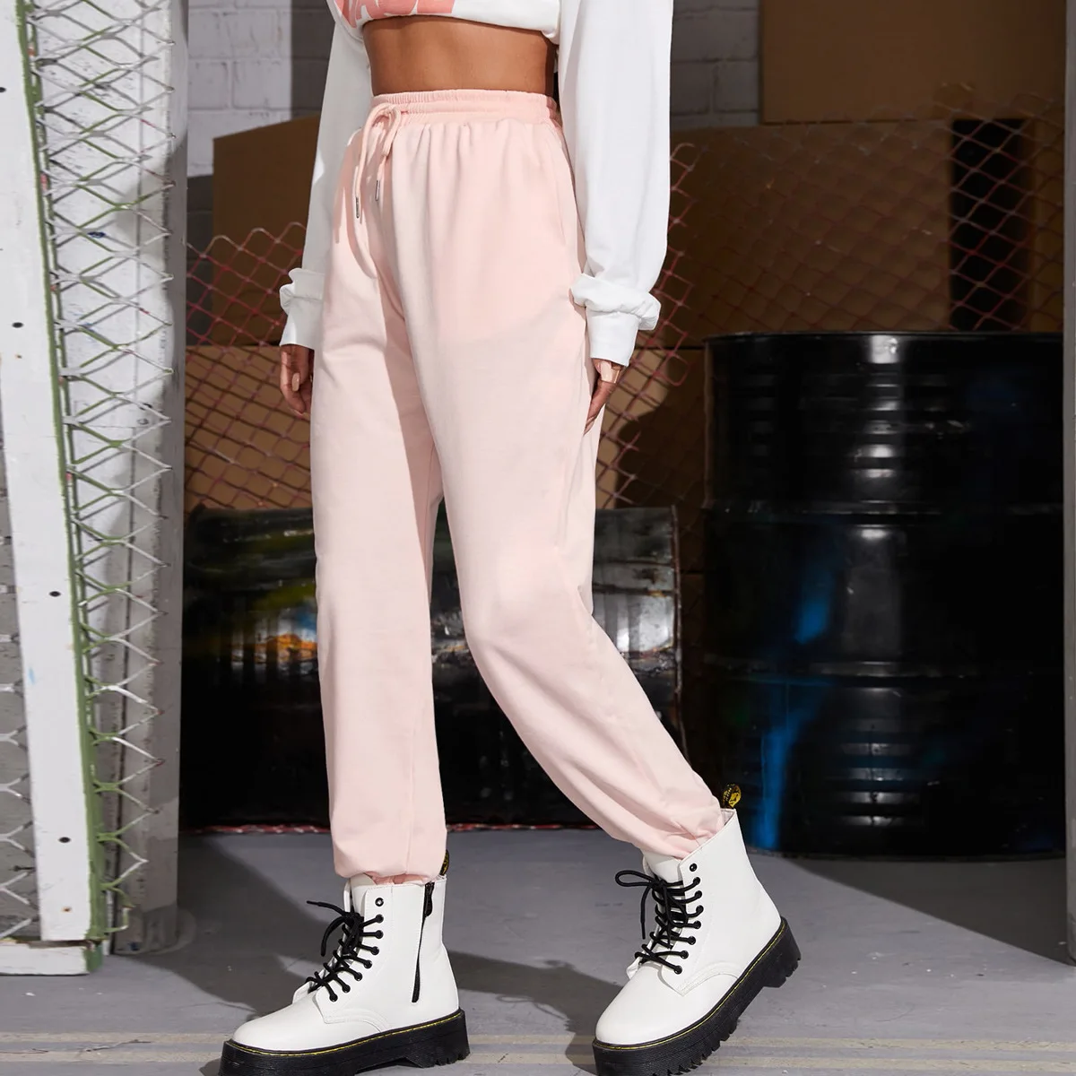 2022 Autumn Winter New Style European and American Style Womens Pure Color Sexy All-match Casual Sports Trousers with Feet