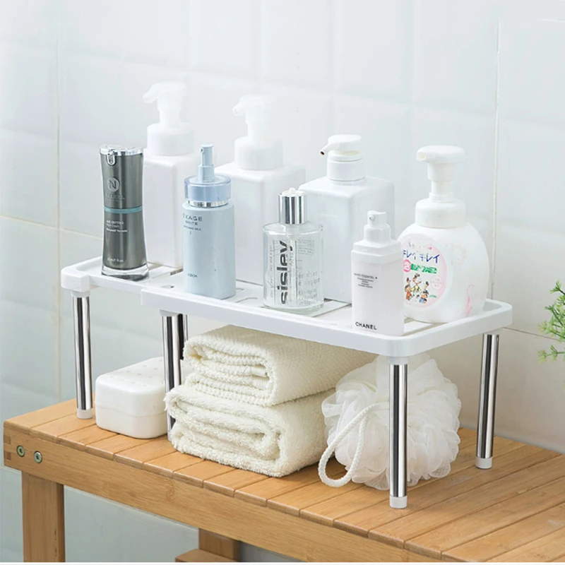 kitchen storage rack retractable cabinet shelf plastic stainless steel under sink storage rack household seasoning bottle shelf free global shipping