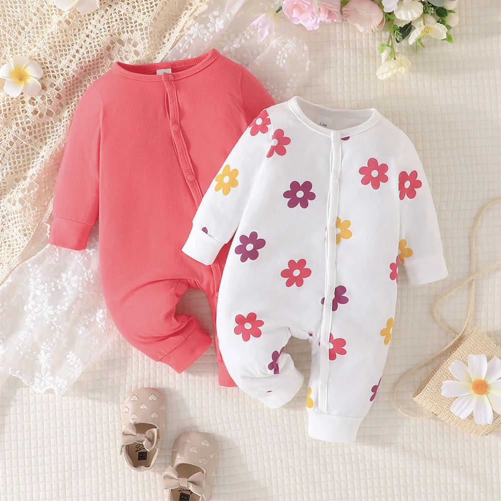 2 шт./партия детский однобортный комбинезон с длинным рукавом и ярким принтом