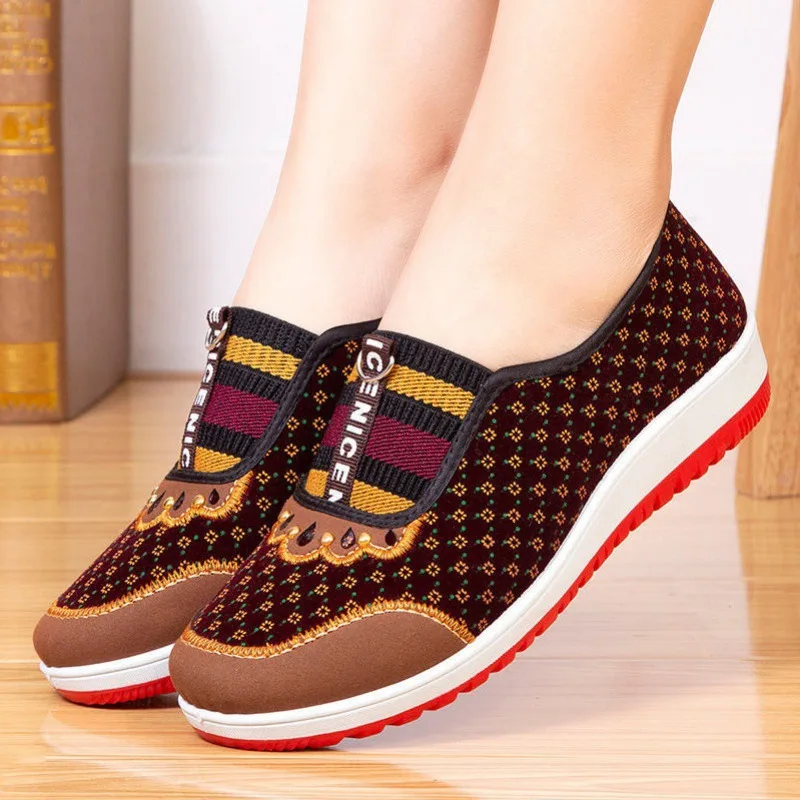 

Spring and Autumn Cloth Shoes Women's Single Shoes Soft Soled Anti Slip Shoes Middle-aged and Old Mothers Womens Walking Shoes