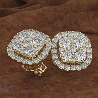 elegant full bling iced out geometric rhinestone zircon crystal stud earrings for women party wedding engagement jewelry