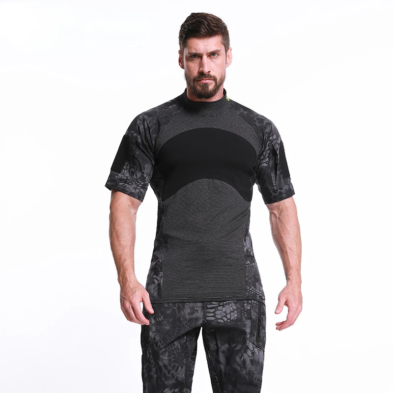 Man Fashion Tactical Running T-Shirts Thick Cotton Camouflage Short Sleeve Military Shirt Sport Breathable Dry Patriotic Apparel
