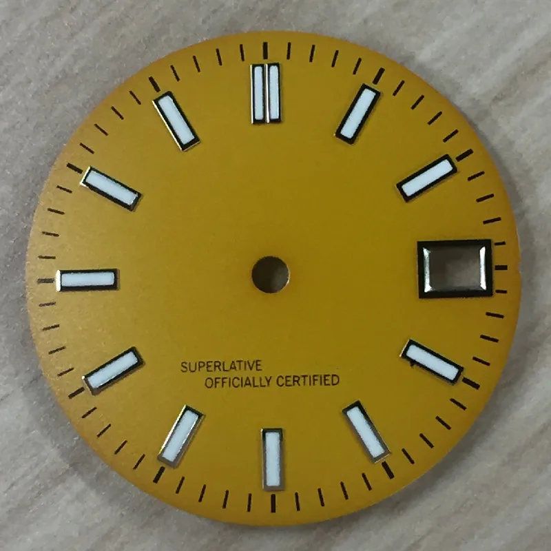 28.5MM Watch Accessories Luminous Mechanical Men's Watch Dial Yellow Pink Blue for NH35/36/4R Movement