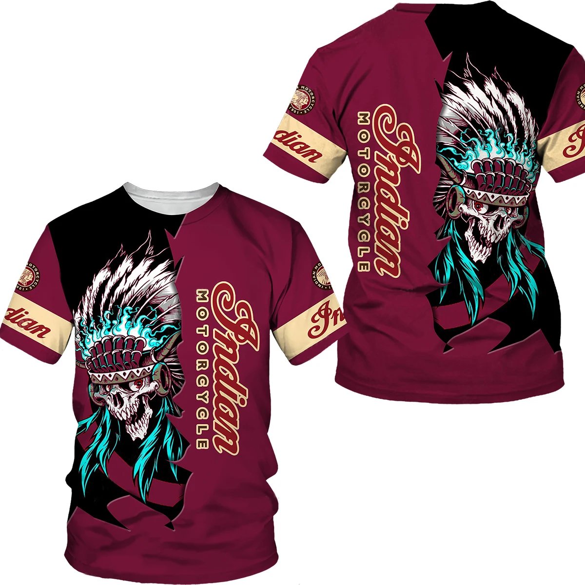 

Personality Nordic Harajuku Street Devil Clothing New Men's Fashion T-shirt 3D Printing Tattoo Devil Short Sleeve Loose Top
