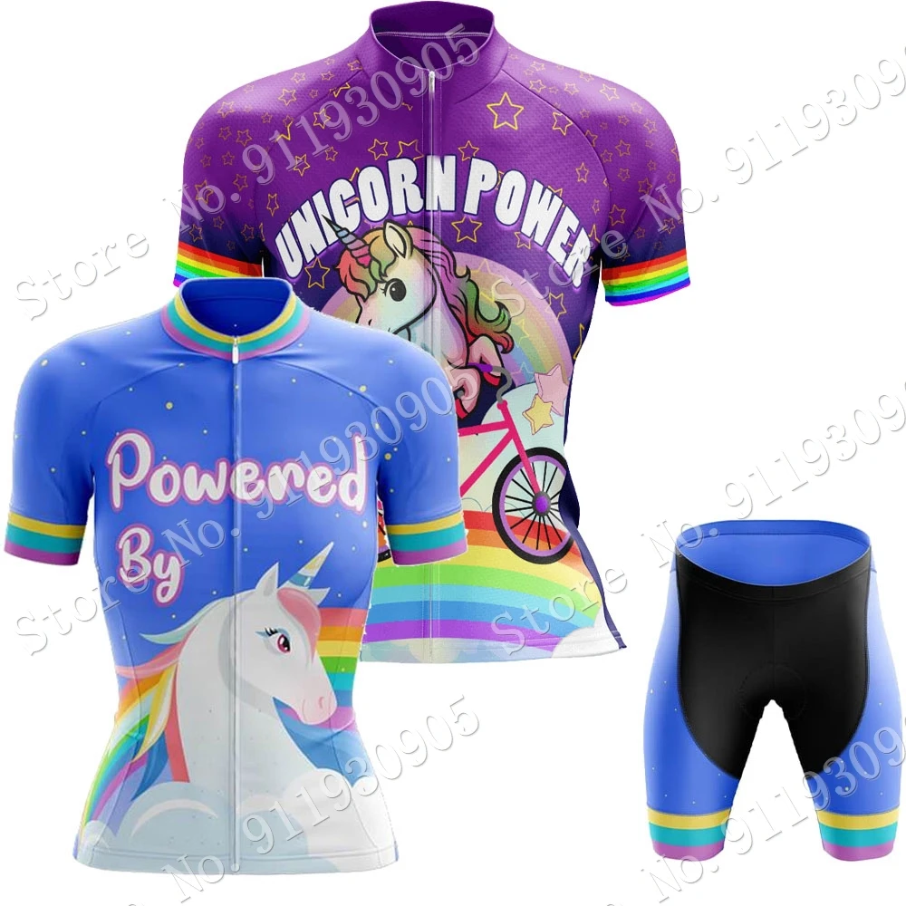 

Women Funny Unicorn Cycling Jersey Set Cartoon Comics Cycling Clothing Summer Road Bike Shirt Suit Bicycle Bib Shorts MTB Ropa