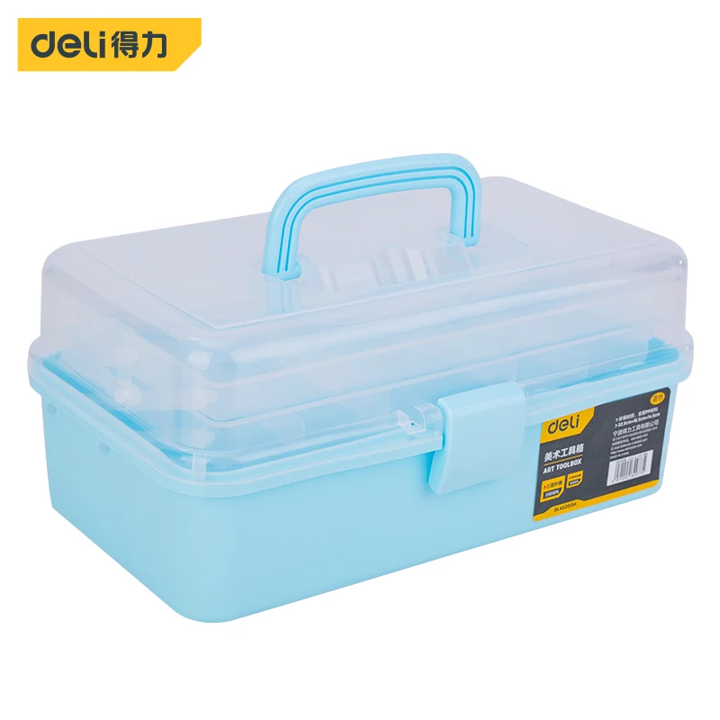 1 Pcs Blue/pink Tools Organizer Toolbox PP Material Three-layer Folding Simple Buckle Design Portable Tools Storage Clear Box