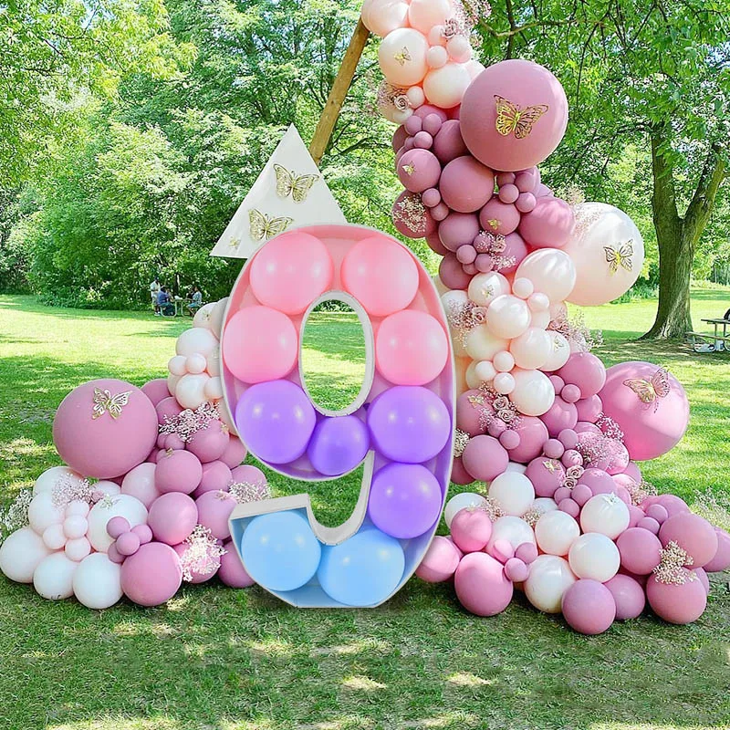 

73/100cm Blank Giant Big Number 0-9 Balloon Filling Box Mosaic Frame Balloons Stand Kids Adults Birthday Anniversary Party Decor