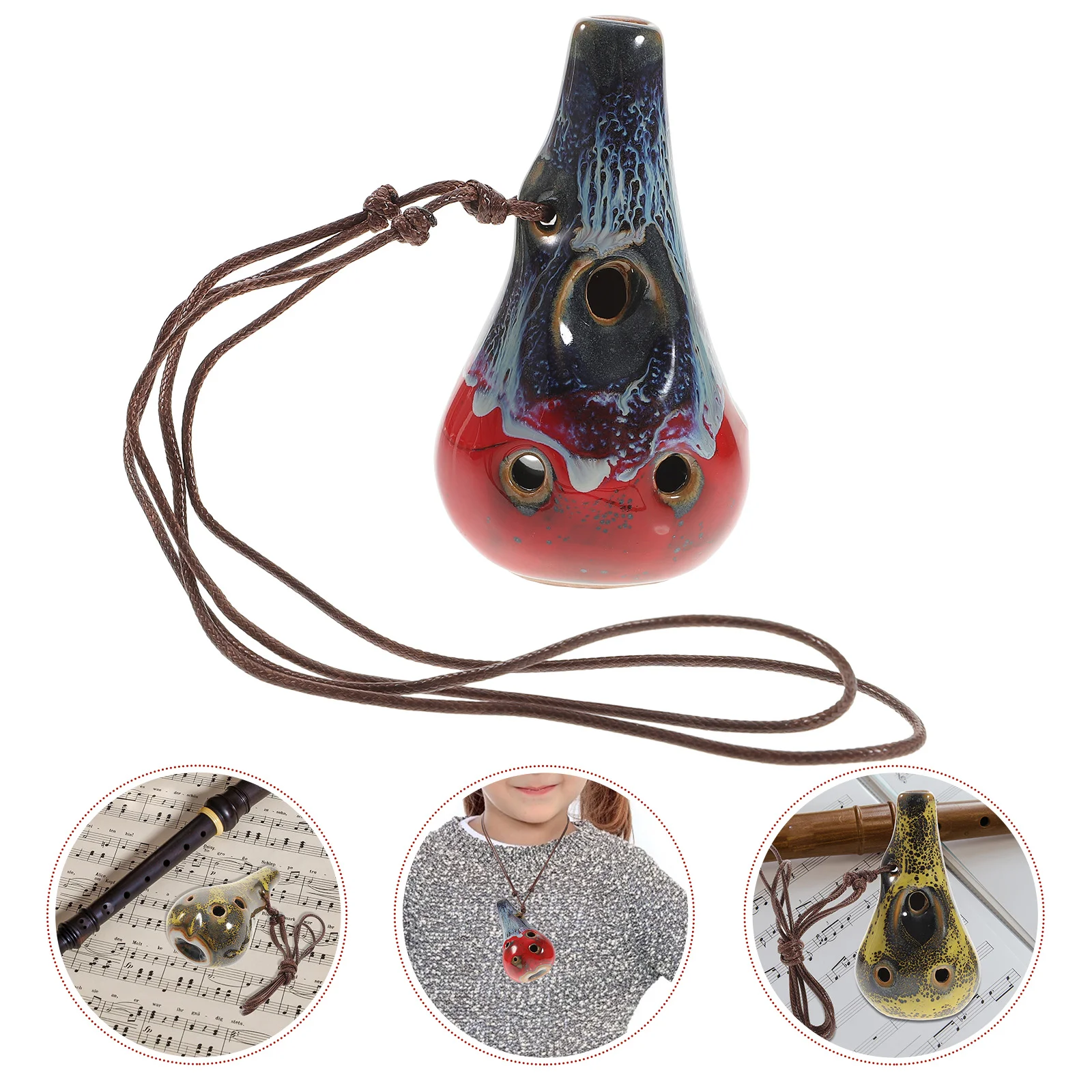 

Ocarina Ceramic Hole Soprano Necklace Instrument Toy Whistle Flute Pendant Kids Beginnersound Six Piccolo Wind Portable Potato