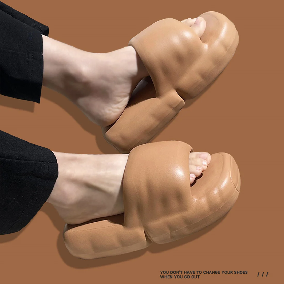 

Soft Summer Men Thick Platform Slippers Massage Non-Slip Indoor Outdoor Sandals Couples Flat Flip Flops Ladies Slides Shoes