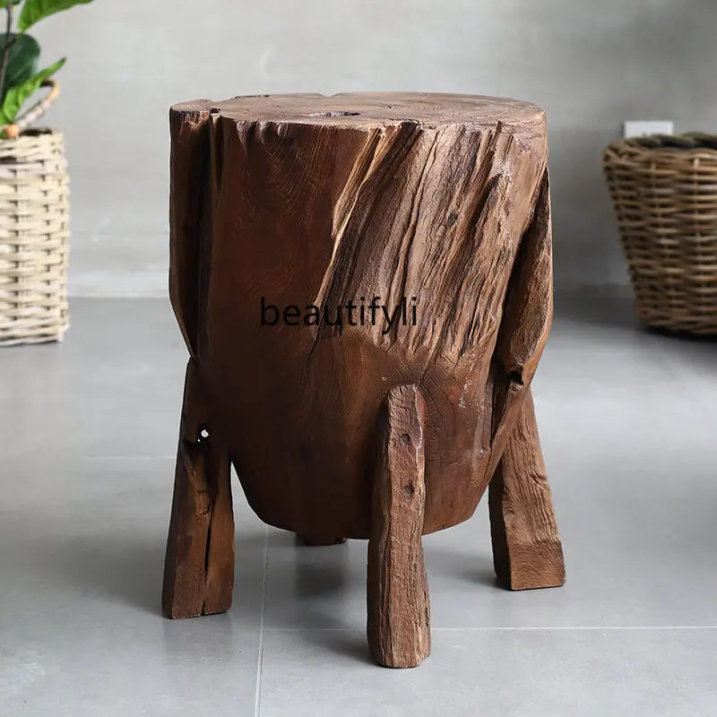 

Домашний журнальный столик из натурального тика, минималистичный круглый стол из массива дерева для гостиной, дивана, боковой столик