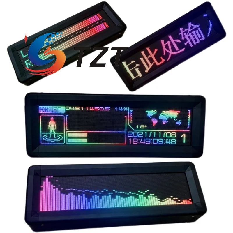 

TZT ER256 Wifi Voice-Activated Music Spectrum Rhythm Light Clock Full-Color LED Dot Matrix Screen w/ Impedance Converter