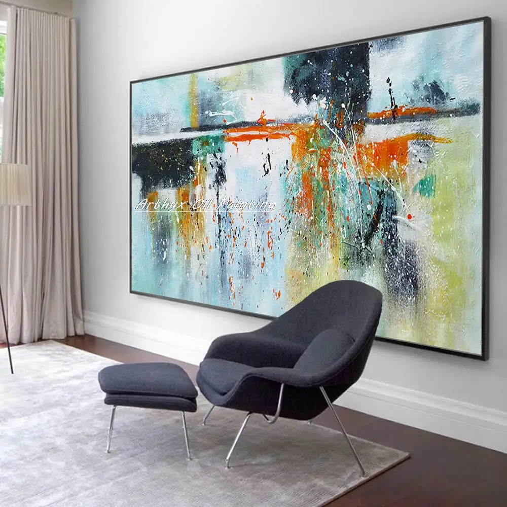 

Arthyx Hand Painted Thick Texture Oil Painting On Canvas Handmade Modern Abstract Large Wall Art For Living Room Home Decoration