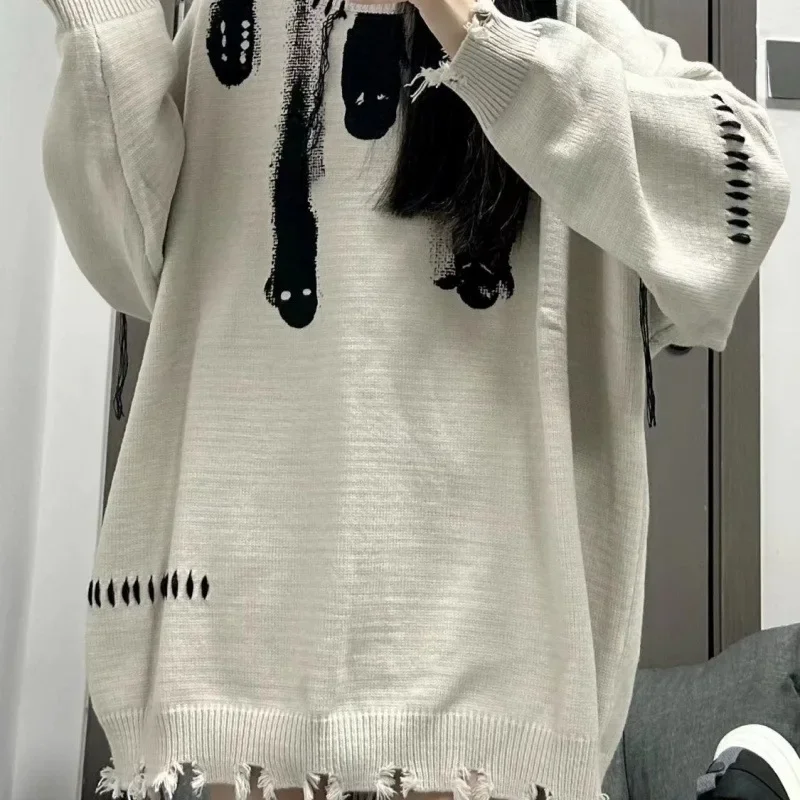 Винтажный свитер с принтом в американском стиле свободный крой модный брендовый