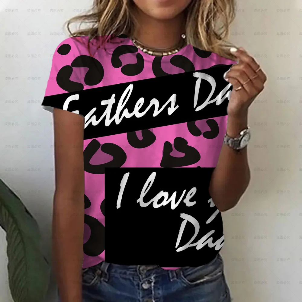 

Summer New 90 ’s Sexy Leopard Print Letter Short Sleeve Clothing Women's T-Shirt Harajuku Graphic Clothing Women's Top，Drop Ship