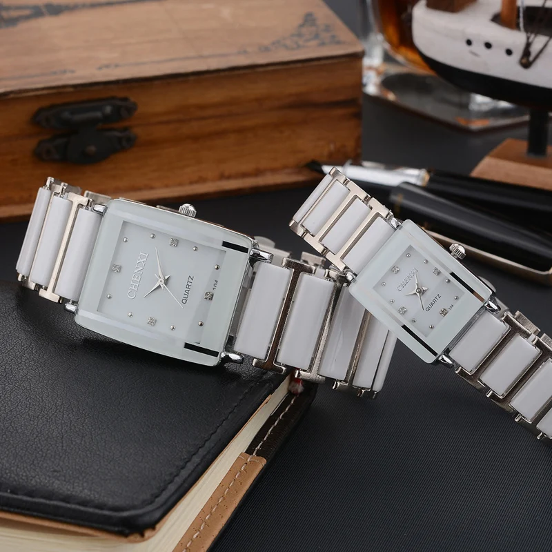 CHENXI Men Women Watches Square Ceramic Strap Fashion Casual Lover Watches Waterproof Quartz Wristwatch Couple Watch Gift 2022