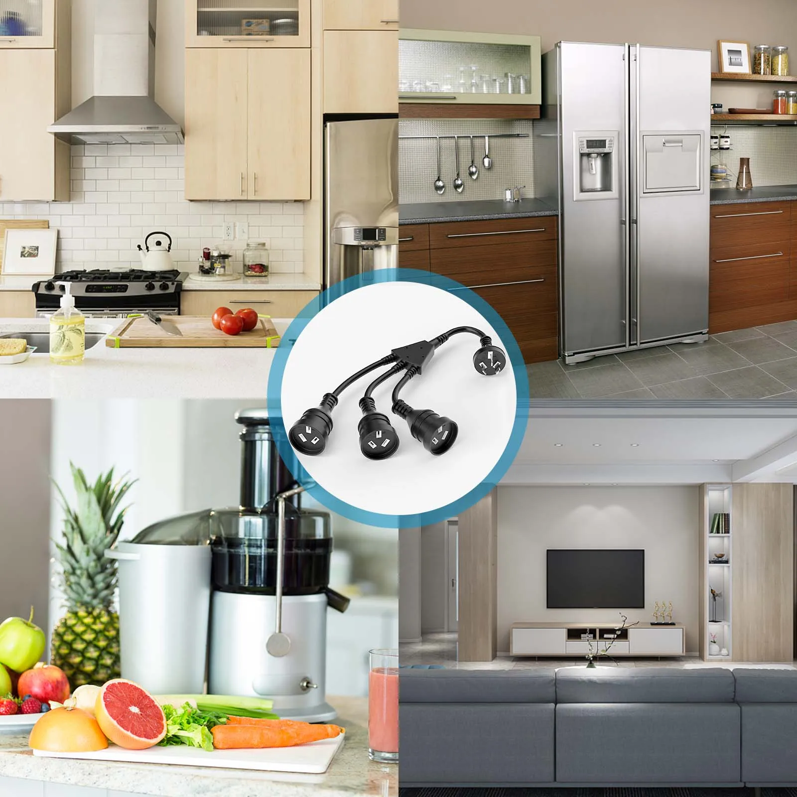 Австралийский стандарт 3-контактный удлиненный шнур питания с 2 розетками