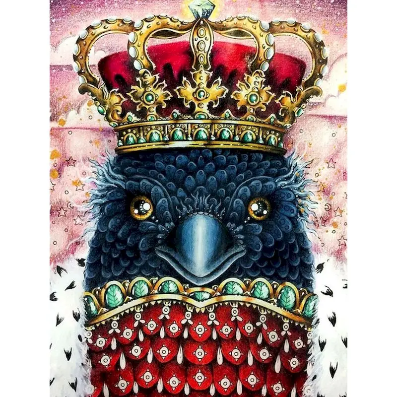 

RUOPOTY 5D Diamond Painting with Frame Crown Bird Full Square Diamond Embroidery Aniaml for Kids DIY Home Decor Wall Art