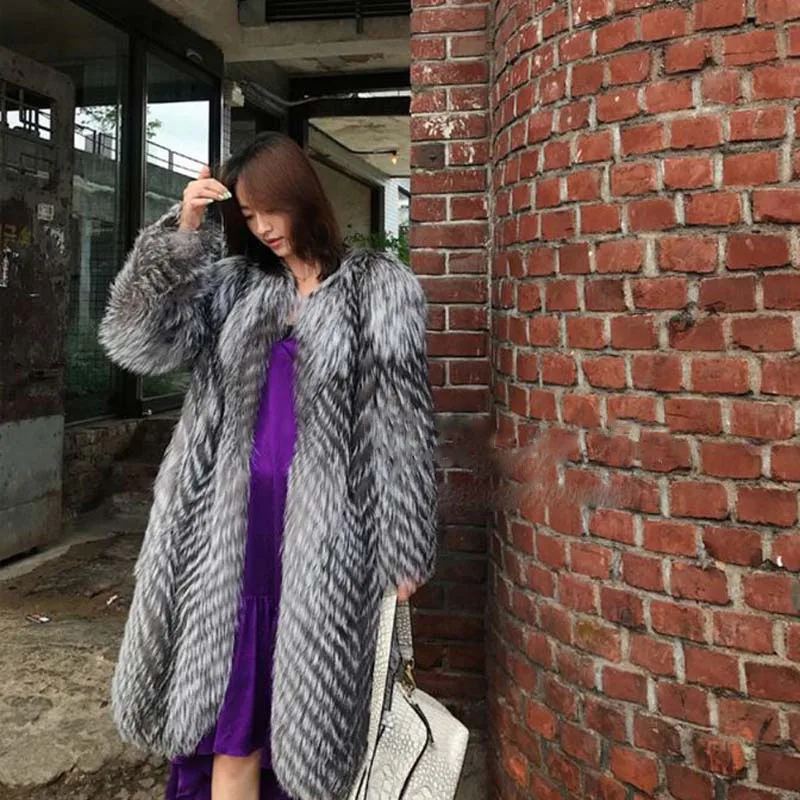 Faux Fox Fur Coat Hairy Jacket Women's Winter Clothes Free Shipping 2022 New Elegant Luxury Warm Russian Fashion Designer Fake