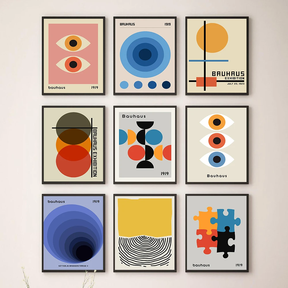 

Bauhaus Exhibition Unique Geometric Posters and Prints Minimalist Art Canvas Painting Abstract Living Room Murals Home Decor