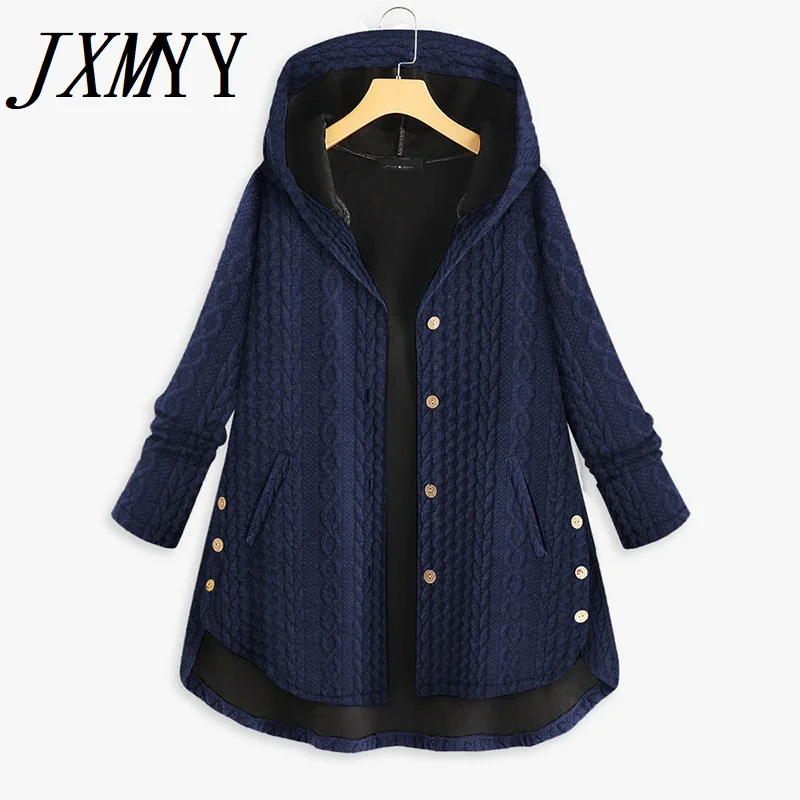 

JXMYY New Women Winter Coat Jacket 2022 High Street Print Hooded Casual Outwear Women Clothes Manteau Femme