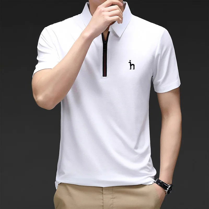 Hazzys Summer Golf Short Sleeve Men T-shirt Men's Clothes Ice Silk Polo Shirt