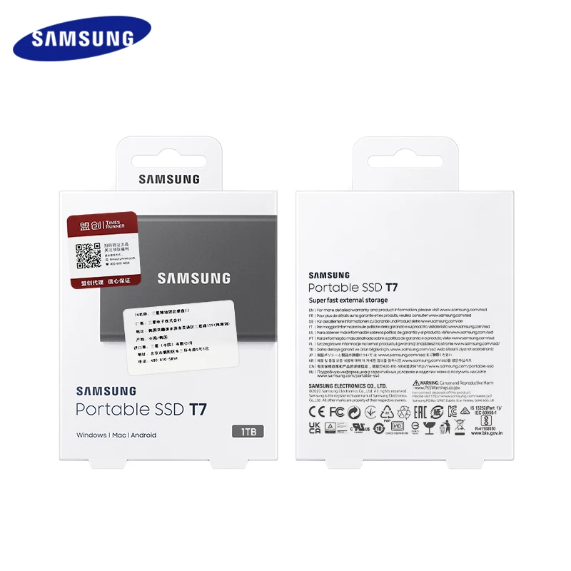Портативный твердотельный накопитель SAMSUNG T7 1 ТБ 500 Гб USB 3 2 Gen Type C мобильный