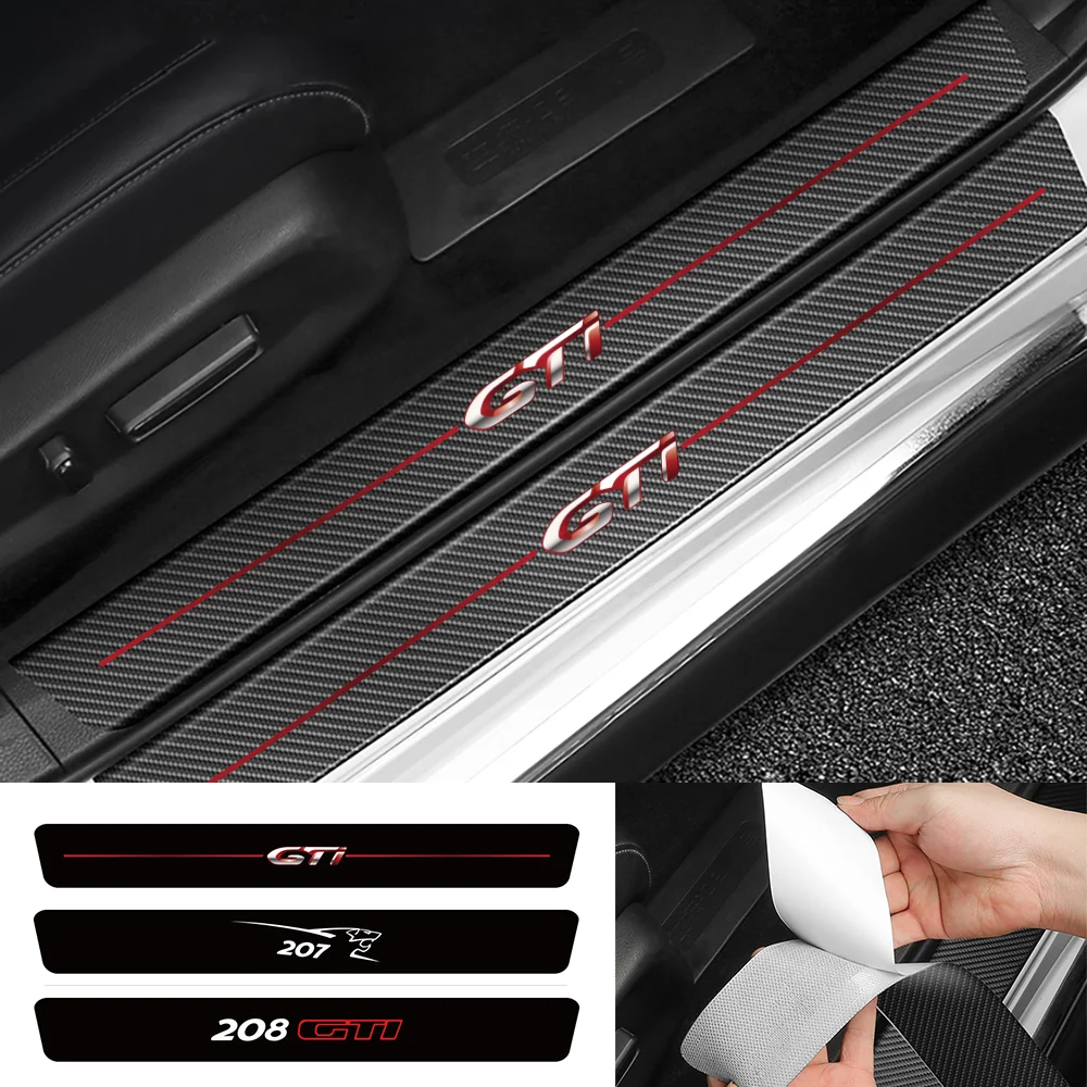 4 шт. Стильные наклейки на пороги автомобильной двери для Peugeot 208 207 GTi аксессуары |