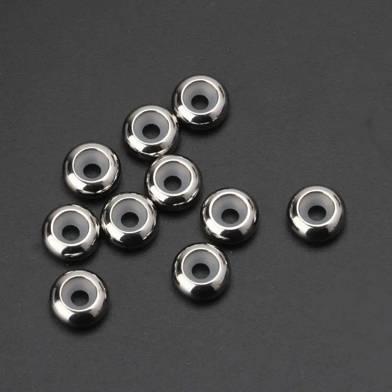 

10Pcs Stainless Steel Rubber Insert Stopper Spacer Beads for Add-a-Bead Bracelet