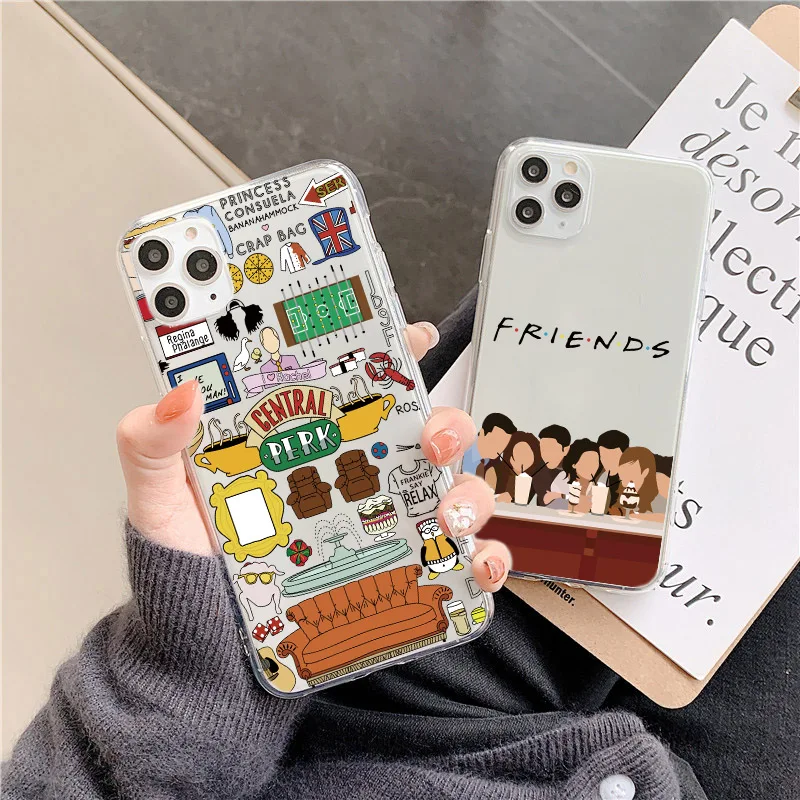 

Central Perk Friends Phone Case for iPhone 13 12 11 Pro Max X XR XS Max for iPhone 7 8 Plus Cover Cute Transparent Soft Case