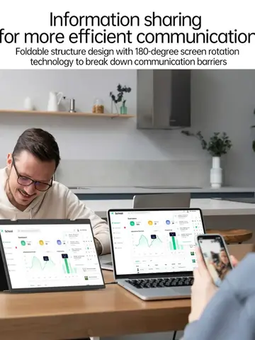 15,6-дюймовый портативный монитор с двойным экраном 1080P FHD и 330 °   Откидной внешний экран для ПК, ноутбука, Mac, телефона, Xbox, PS4/5, переключателя