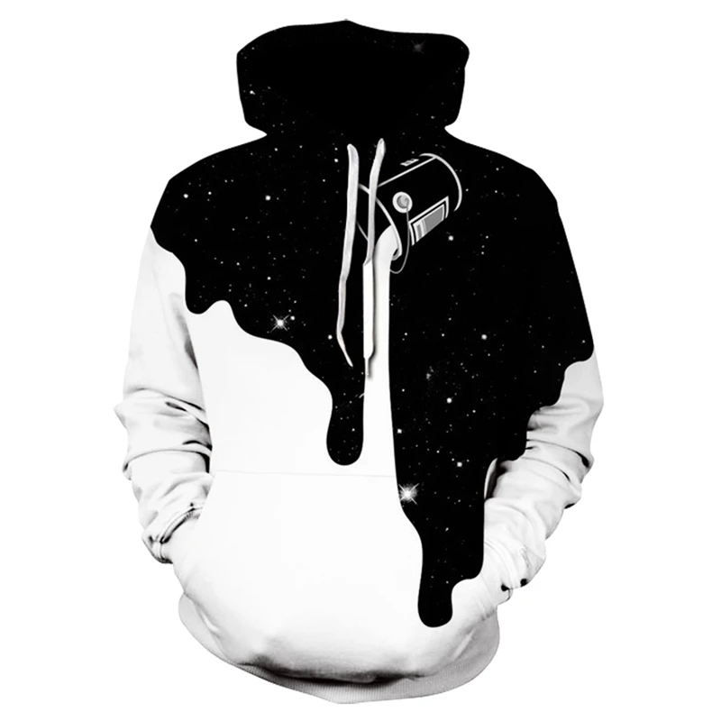 

2021 Black Pouring Milk Starry Paint Bucket Men Hoodie 3D Printed Plus Size Autumn And Winter Oversized Hooded Sweatshirt