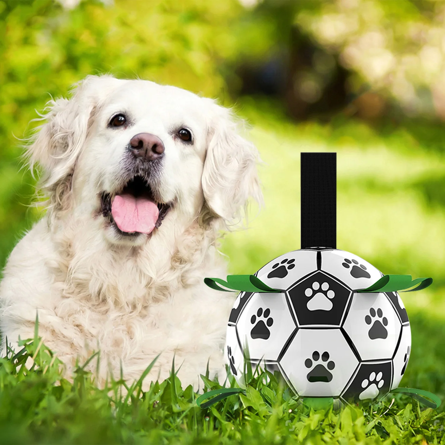 

Dog Ropes Toys Soccer Ball with Straps,Interactive Dog Toys for Tug of War,Puppy Birthday Gifts,Dog Water Toy,Durable Dog Balls