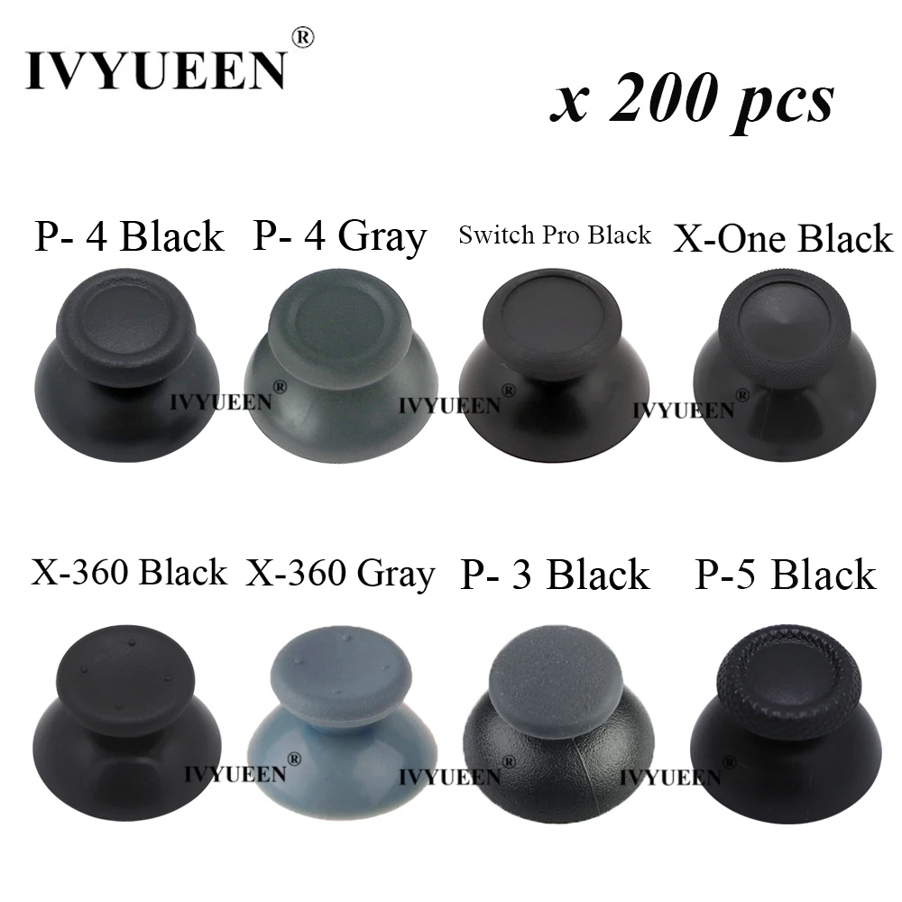 

IVYUEEN 200 PCS Analog Joysticks for PlayStation 5 4 3 PS5 PS4 PS3 Controller Thumb Stick Cover for XBOX ONE 360 Series Grip Cap