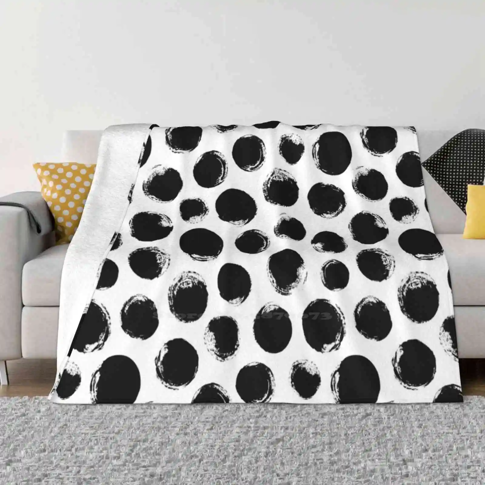 

Grunge Polka Dot Fashion Soft Warm Throw Blanket Grunge Polka Dot Dots Circles Pattern Grungy Round Rough Edges Dry Brush Black