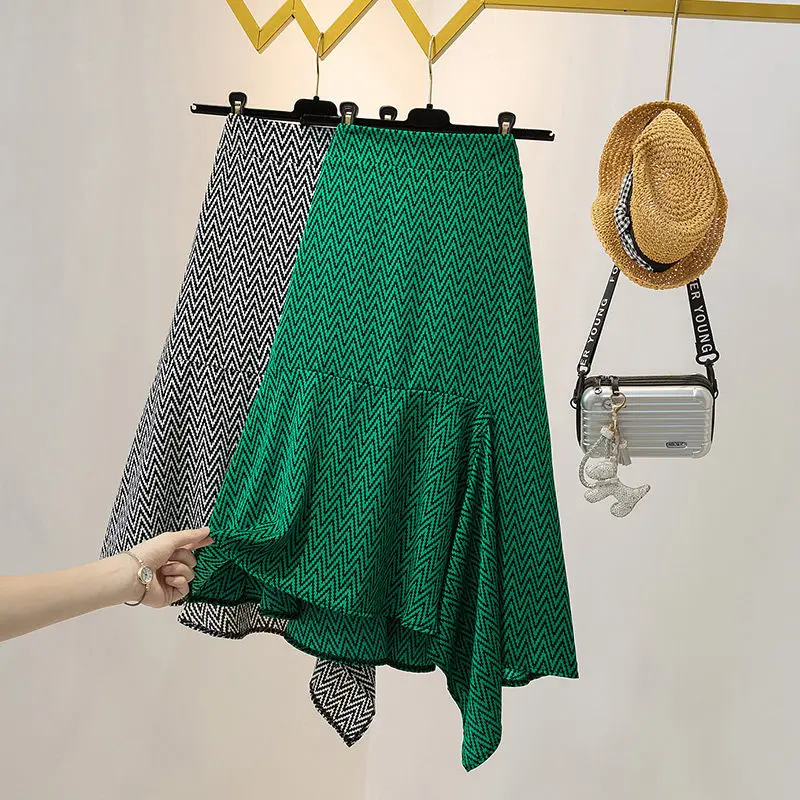 

Large Size Women's Clothing Design Skirt 2022 Summer New High Waist Mid-Length Fashion Korean Skirt Elegant Slim Jupe h1399